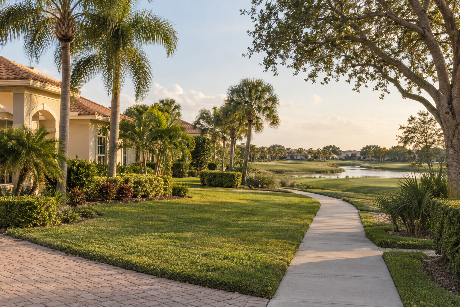 Illustrative Port St. Lucie style homes near a fairway